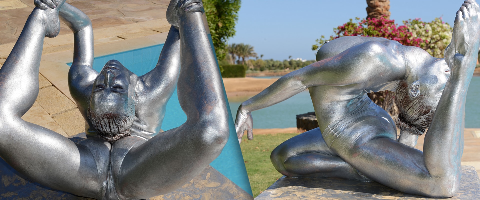 horny man paints me into Silver Statue